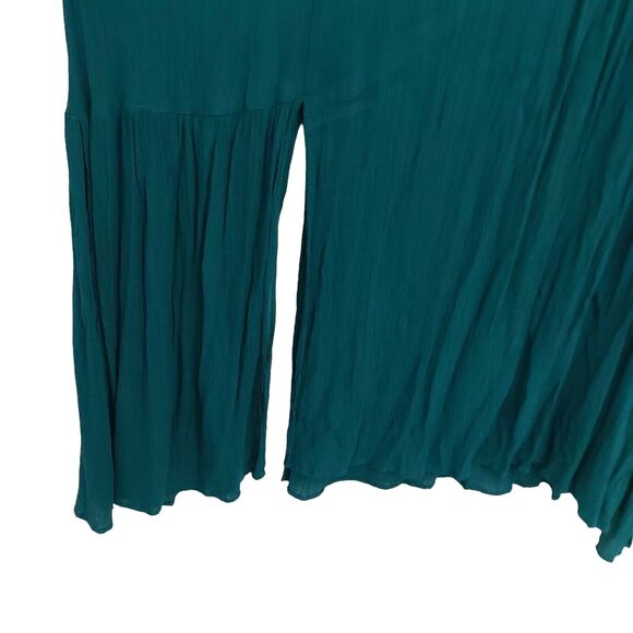 Pull&Bear Maxi Dress Womens Medium Green Bell Sleeve Pleated V-Neck Bohemian - Picture 8 of 10